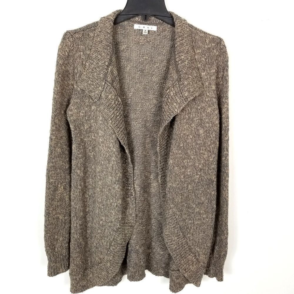 CABI #880 Women Swear by Sweater Open Cardigan Size S Brown Cotton Knit